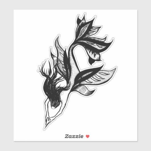 マーメイドタトゥースタイルスティップシェードインクスケッチ シール (シート)