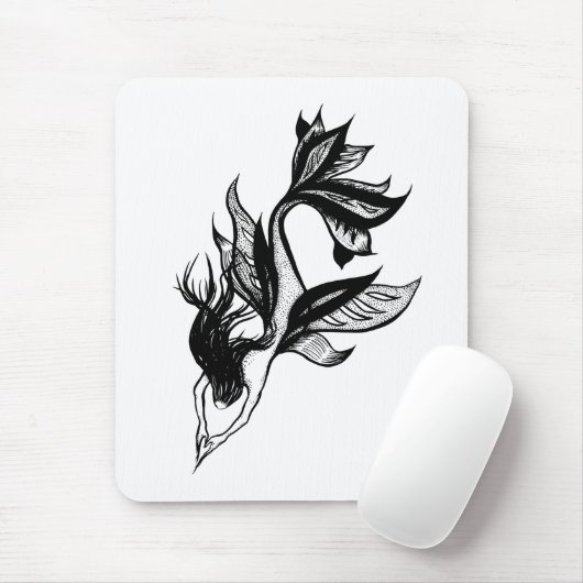 マーメイドタトゥースタイルスティップシェードインクスケッチ マウスパッド (マウス)