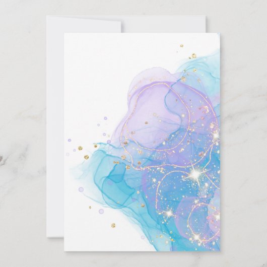 マーメイドダイビングインファイブウォーター色5誕生日 招待状 (裏面)