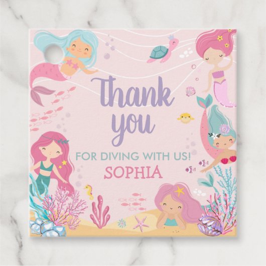 マーメイドダイブインファイブバースデーパーティースクエア フェイバータグ (正面)