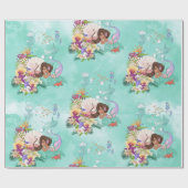 マーメイドダークヘアシーホーススターフィッシュサンゴ ラッピングペーパー (フラット)