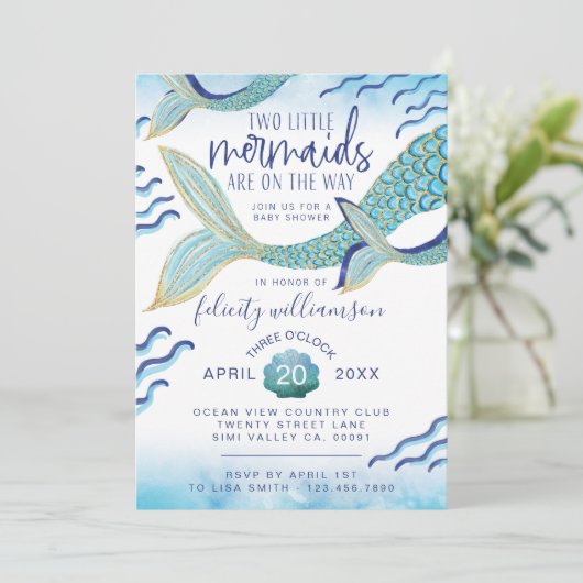 マーメイドツインズベビーシャワー招待状マーメイドベビー 招待状 (スタンド正面)