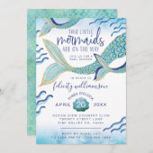 マーメイドツインズベビーシャワー招待状マーメイドベビー 招待状 (正面/裏面)
