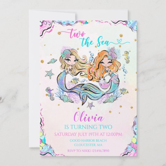 マーメイドツーザシー2nd誕生日パーティー 招待状 (正面)
