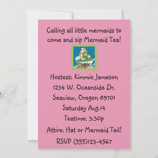 マーメイドティーパーティの招待状 招待状 (裏面)