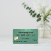 マーメイドティール(緑がかった色)グリッタークレジットカードギフト証明書 名刺 (スタンド正面)