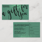 マーメイドティール（緑がかった色）グリッターグラデーションギフト証明書 名刺 (正面/裏面)