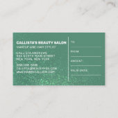 マーメイドティール（緑がかった色）グリッターグラデーションギフト証明書 名刺 (裏面)