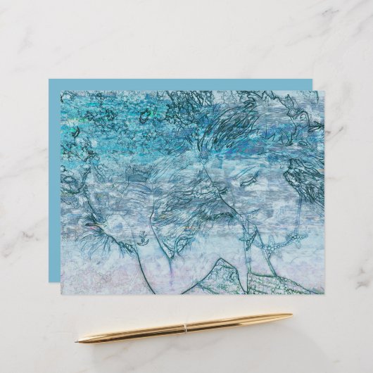 マーメイドティール（緑がかった色）グリーン航海の海波デコページ (正面/裏面インサイチュ)