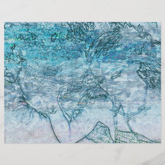 マーメイドティール（緑がかった色）グリーン航海の海波デコページ (正面)