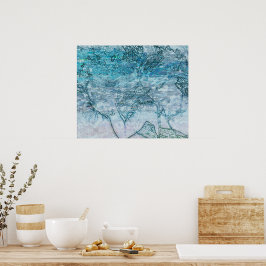 マーメイドティール（緑がかった色）グリーン航海の海波デコページ ポスター