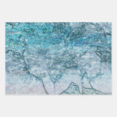 マーメイドティール(緑がかった色)グリーン航海の海波デコページ ラッピングペーパーシート (正面2)