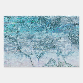 マーメイドティール（緑がかった色）グリーン航海の海波デコページ ラッピングペーパーシート