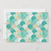マーメイドティール（緑がかった色）金ゴールドが海の誕生日写真の下に 招待状 (裏面)