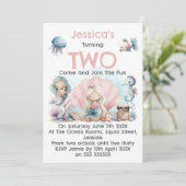 マーメイドテーマの2歳の誕生日招待状 招待状 (スタンド正面)