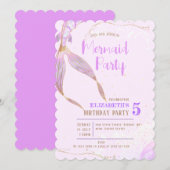 マーメイドテーマカラフル子供の誕生日パーティー 招待状 (正面/裏面)