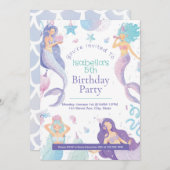 マーメイドテーマキッドの誕生日パーティー招待状 招待状 (正面/裏面)
