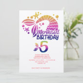 マーメイドテーマパーソナライズされた子供の誕生日パーティーInv 招待状 (スタンド正面)