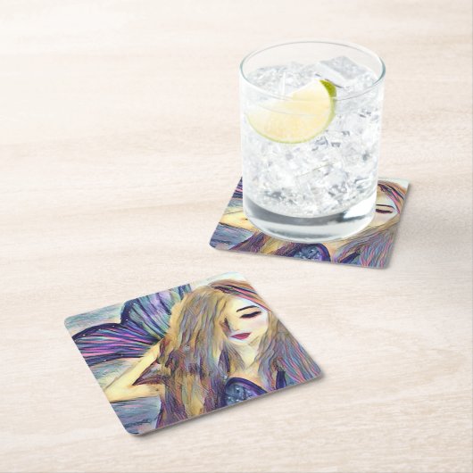 マーメイドテーマパーティカスタムー紙プレート スクエアペーパーコースター (インサイチュ)