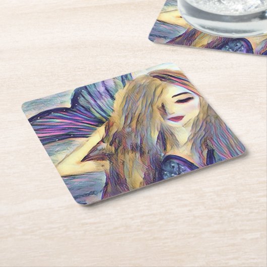 マーメイドテーマパーティカスタムー紙プレート スクエアペーパーコースター (アングル)