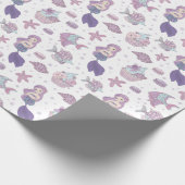 マーメイドテーマパーティーティール(緑がかった色)パープル誕生日 ラッピングペーパー (角)