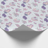 マーメイドテーマパーティーパステルティール(緑がかった色)誕生日 ラッピングペーパー (角)