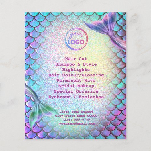 マーメイドテーマ美しいサロンフライヤー チラシ (正面)