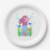 マーメイドテーマ1歳の誕生日 ペーパープレート (正面)