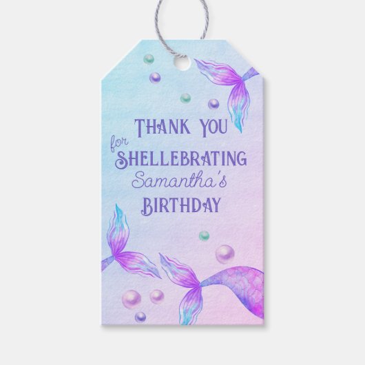 マーメイドテールありがとうシェルブルパーティーの好意 ギフトタグ (正面)