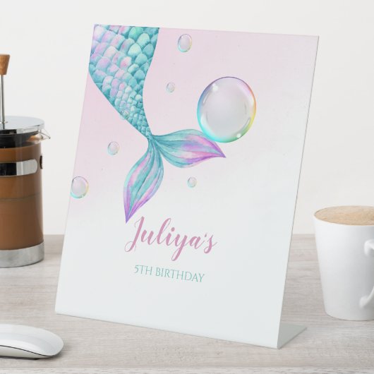 マーメイドテールとバブル誕生日 台座サイン (インサイチュ)