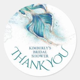 マーメイドテールのグリッター - ウェディングシャワーのお礼 ラウンドシール