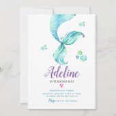 マーメイドテールアンダーザシーウォーター誕生日 招待状 (正面)