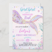 マーメイドテールアンダーザシーガール誕生日 招待状 (正面)