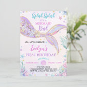 マーメイドテールアンダーザシーガール誕生日 招待状 (スタンド正面)
