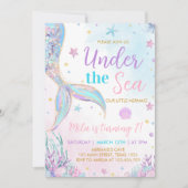 マーメイドテールアンダーザシーガール誕生日 招待状 (正面)