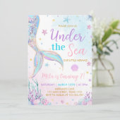 マーメイドテールアンダーザシーガール誕生日 招待状 (スタンド正面)