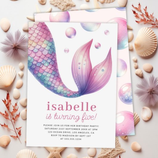 マーメイドテールアンダーザシーガール誕生日 招待状