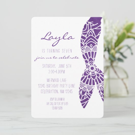 マーメイドテールアンダーザシーガール誕生日 招待状 (スタンド正面)