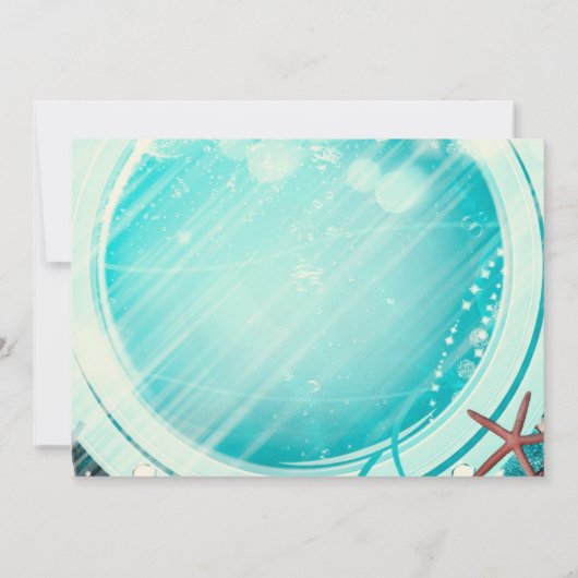 マーメイドテールアンダーザシースウィート16ティール（緑がかった色）誕生日 招待状 (裏面)