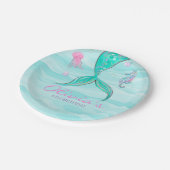 マーメイドテールアンダーザシー誕生日招待状 ペーパープレート (アングル)