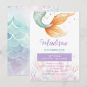 マーメイドテールアンダーザシー誕生日招待状 招待状 (正面/裏面)