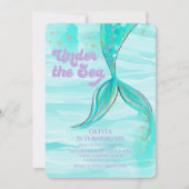 マーメイドテールアンダーザシー誕生日招待状 招待状 (正面)