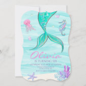 マーメイドテールアンダーザシー誕生日招待状 招待状 (正面)