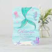 マーメイドテールアンダーザシー誕生日招待状 招待状 (スタンド正面)