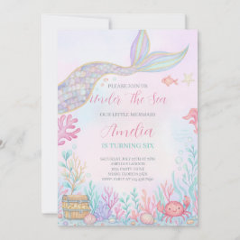 マーメイドテールアンダーザシー誕生日招待状 招待状