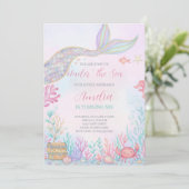 マーメイドテールアンダーザシー誕生日招待状 招待状 (スタンド正面)