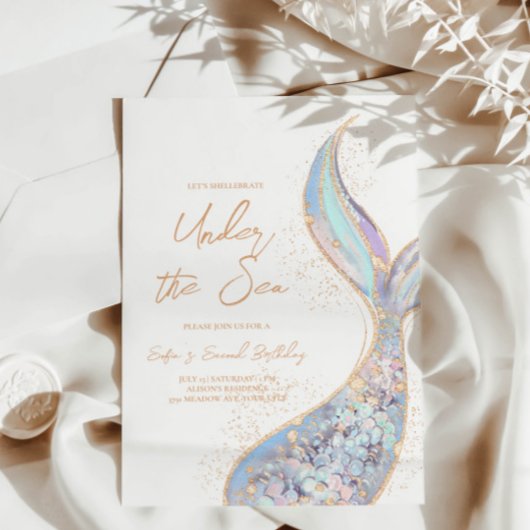 マーメイドテールアンダーザシー誕生日招待状 招待状