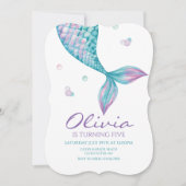 マーメイドテールアンダーザシー誕生日招待状 招待状 (正面)
