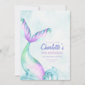 マーメイドテールアンダーザシー誕生日招待状 招待状 (正面)