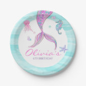 マーメイドテールアンダーザシー誕生日紙プレート ペーパープレート (正面)